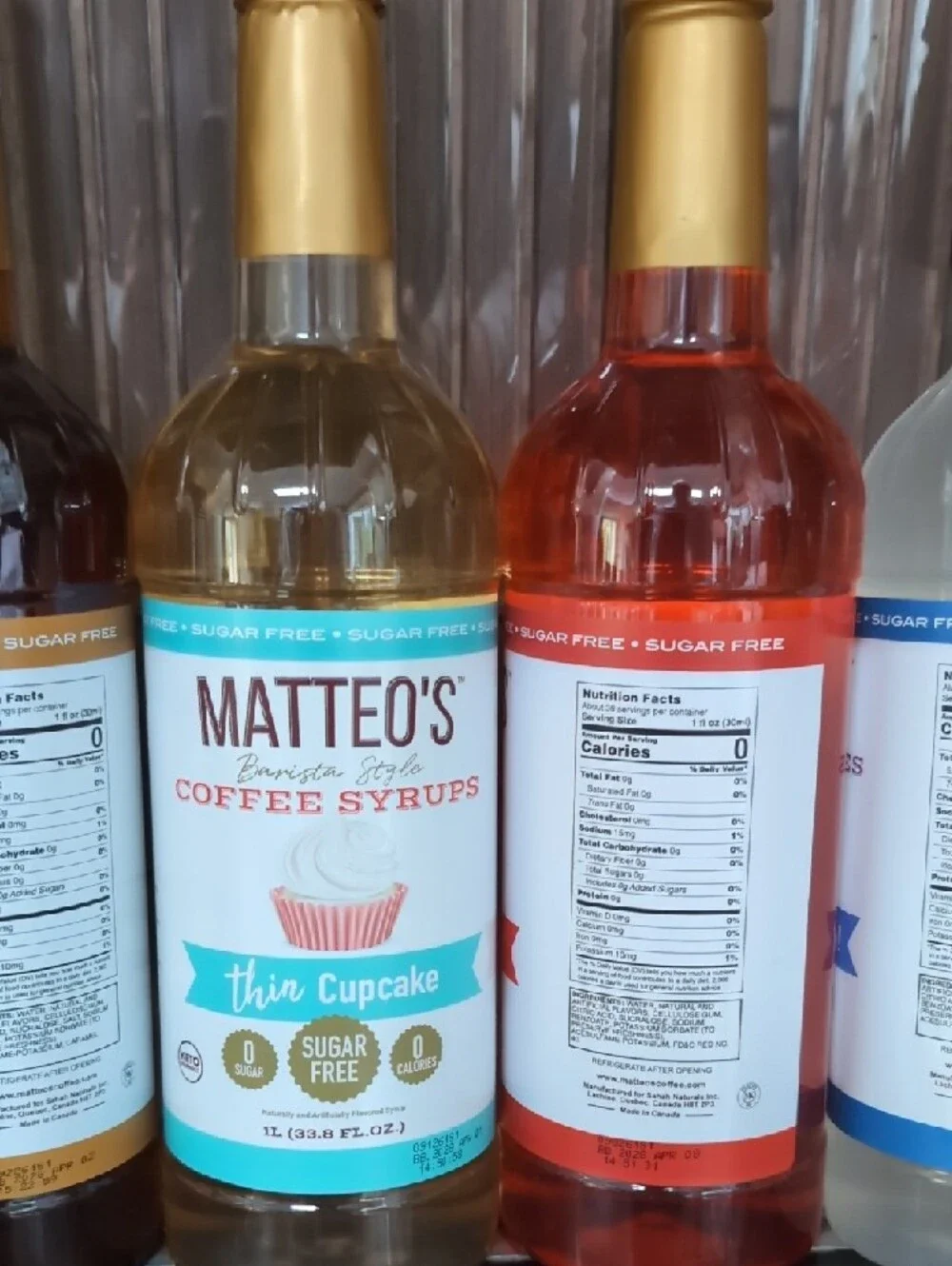 Matteo's Thin Variety Syrup Pack - Chai, Cupcake, Strawberry, Piña Colada NEW